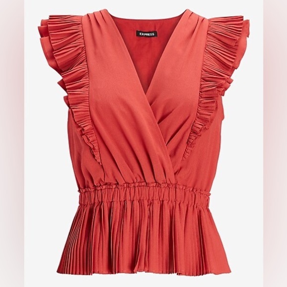 Express Tops - EXPRESS Ruffle Wrap Front Peplum Top Size Small S